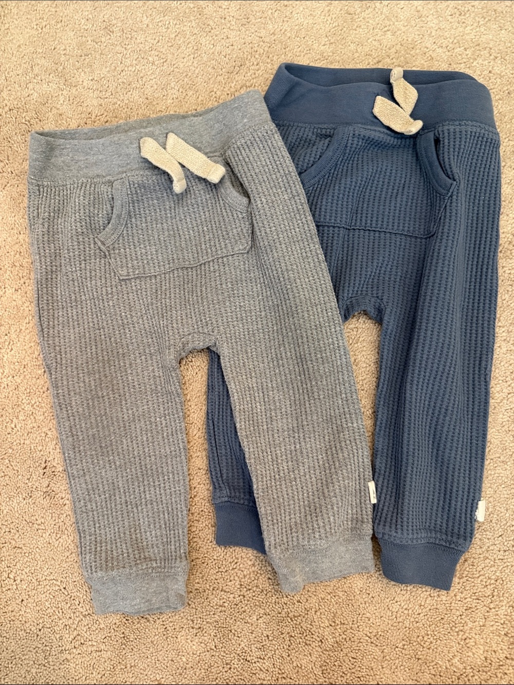 Waffle Knit Kids Joggers - Navy & Gray